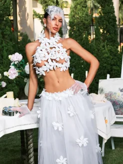 Sets & Co-ords*Mew Mews Fashion O/S Edimeia High Neck Flower Mesh Skirt Set