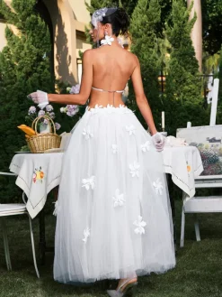 Sets & Co-ords*Mew Mews Fashion O/S Edimeia High Neck Flower Mesh Skirt Set
