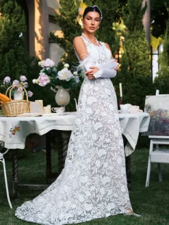 Dresses|Maxi Dresses*Mew Mews Fashion Edison Plunge Neck Floral Lace Maxi Dress