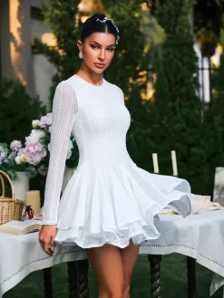 Dresses|Mini Dresses*Mew Mews Fashion Edyta Long Sleeve Ruffle Mini Dress
