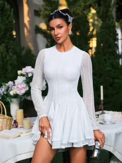 Dresses|Mini Dresses*Mew Mews Fashion Edyta Long Sleeve Ruffle Mini Dress