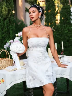 Dresses|Mini Dresses*Mew Mews Fashion Efharis Strapless Floral Embroidered Mini Dress