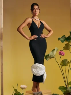 Dresses|Midi Dresses*Bandage Elihu Spaghetti Flower Midi Dress