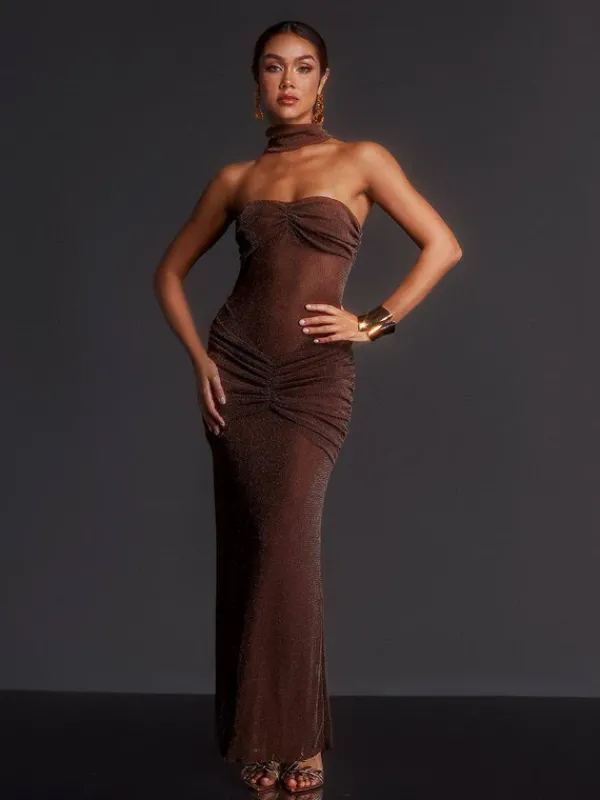 Dresses|Maxi Dresses*Mew Mews Fashion Elveva Strapless Ruched Maxi Dress