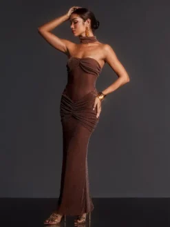 Dresses|Maxi Dresses*Mew Mews Fashion Elveva Strapless Ruched Maxi Dress