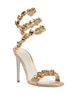 Shoes*Mew Mews Fashion Elyra Snake Rhinestone Sandals In Gold