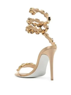 Shoes*Mew Mews Fashion Elyra Snake Rhinestone Sandals In Gold