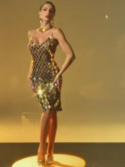 Embellishment|Dresses*Embellishment Elysion Spaghetti Acrylic Embellished Mini Dress