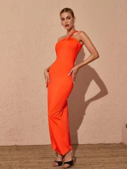 Dresses*Mew Mews Fashion Emi One Shoulder Backless Maxi Dress In Orange