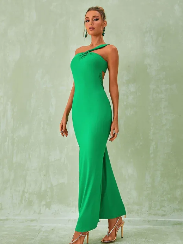 Dresses|Maxi Dresses*Mew Mews Fashion Emi One Shoulder Backless Maxi Dress In Green
