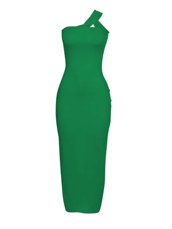 Dresses|Maxi Dresses*Mew Mews Fashion Emi One Shoulder Backless Maxi Dress In Green