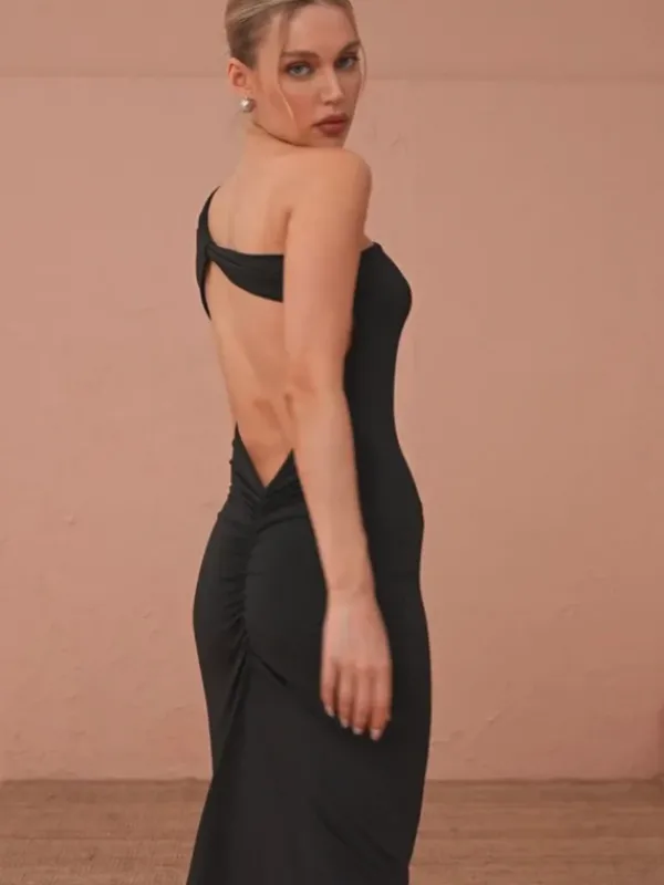 Dresses|Maxi Dresses*Mew Mews Fashion Emi One Shoulder Backless Maxi Dress In Black