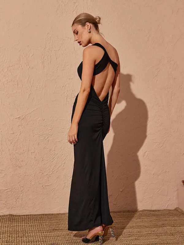 Dresses|Maxi Dresses*Mew Mews Fashion Emi One Shoulder Backless Maxi Dress In Black