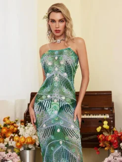 Embellishment|Dresses*Embellishment O/S Ennis Strapless Flower Embellished Maxi Dress
