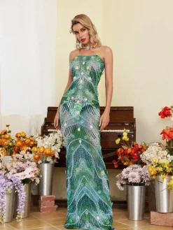 Embellishment|Dresses*Embellishment O/S Ennis Strapless Flower Embellished Maxi Dress