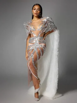 Dresses|Maxi Dresses*Jiu Bajia O/S Eorkonweald Sequin Tulle Maxi Dress