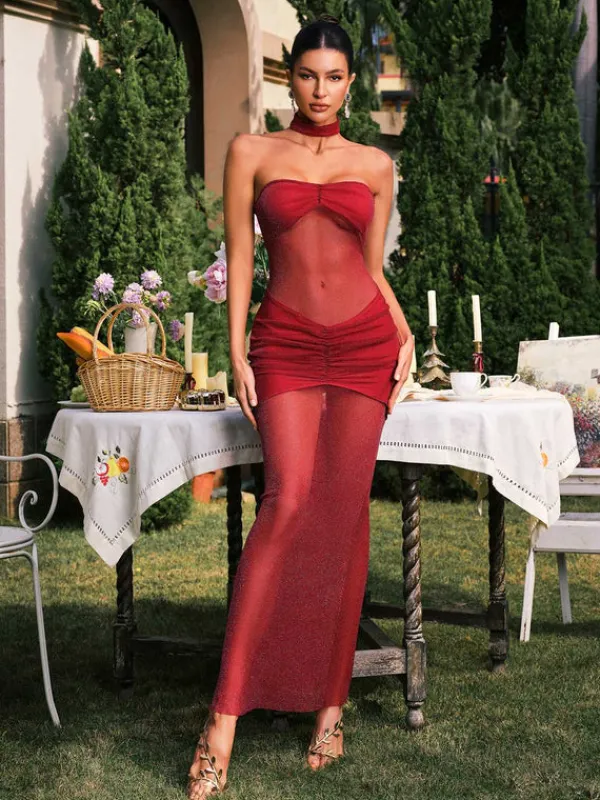 Dresses|Maxi Dresses*Mew Mews Fashion Eorlland Long Sleeve Ruched Skirt Set