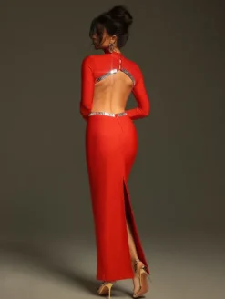 Dresses|Maxi Dresses*Bandage Ephai Rhinestone Cutout Dress In Red
