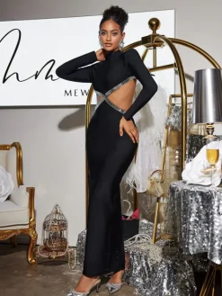 Dresses|Maxi Dresses*Bandage Ephai Rhinestone Cutout Dress In Black
