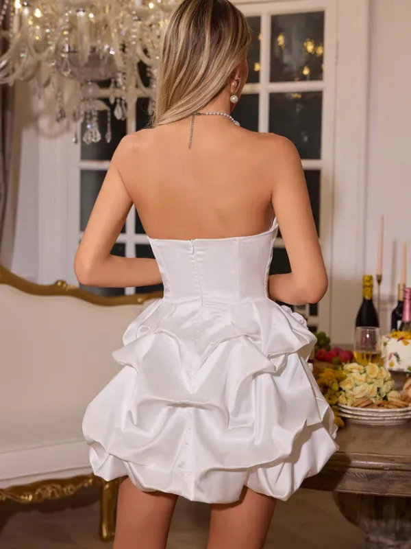 Dresses|Mini Dresses*Mew Mews Fashion Erika Strapless Flower Satin Mini Dress