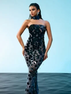 Embellishment|Dresses*Embellishment O/S Esai Strapless Embellished Maxi Dress In Black