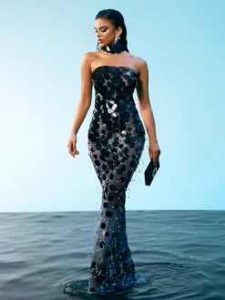 Embellishment|Dresses*Embellishment O/S Esai Strapless Embellished Maxi Dress In Black