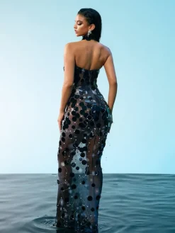 Embellishment|Dresses*Embellishment O/S Esai Strapless Embellished Maxi Dress In Black