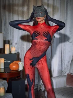 Jumpsuits & Romper*HLEB Esau Hands Printed Rhinestone Gloves Jumpsuit In Red