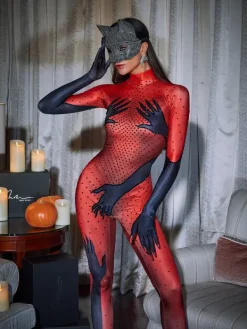 Jumpsuits & Romper*HLEB Esau Hands Printed Rhinestone Gloves Jumpsuit In Red