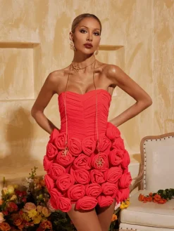 Dresses|Mini Dresses*Mew Mews Fashion Estela Strapless Flower Mini Dress