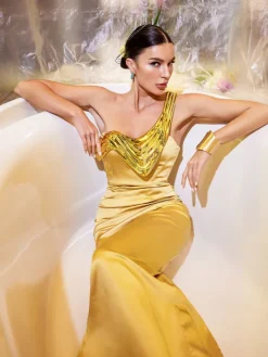 Dresses|Maxi Dresses*Mew Mews Fashion Ethel Strapless Satin Maxi Dress