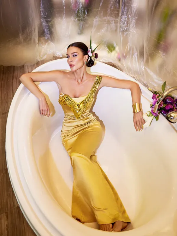 Dresses|Maxi Dresses*Mew Mews Fashion Ethel Strapless Satin Maxi Dress
