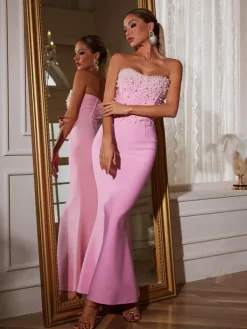 Dresses|Maxi Dresses*Mew Mews Fashion Everett Strapless Pearl Bandage Dress