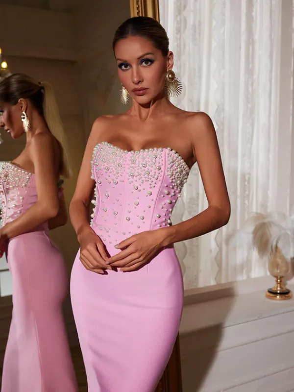 Dresses|Maxi Dresses*Mew Mews Fashion Everett Strapless Pearl Bandage Dress