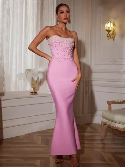 Dresses|Maxi Dresses*Mew Mews Fashion Everett Strapless Pearl Bandage Dress