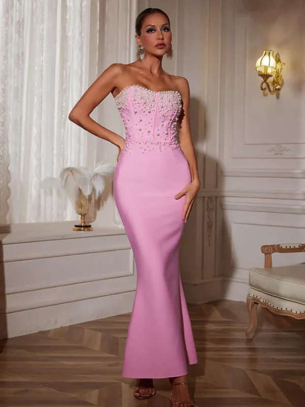 Dresses|Maxi Dresses*Mew Mews Fashion Everett Strapless Pearl Bandage Dress