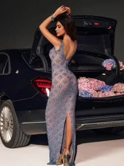 Embellishment|Dresses*Embellishment Fatima Printed Rhinestone Maxi Dress
