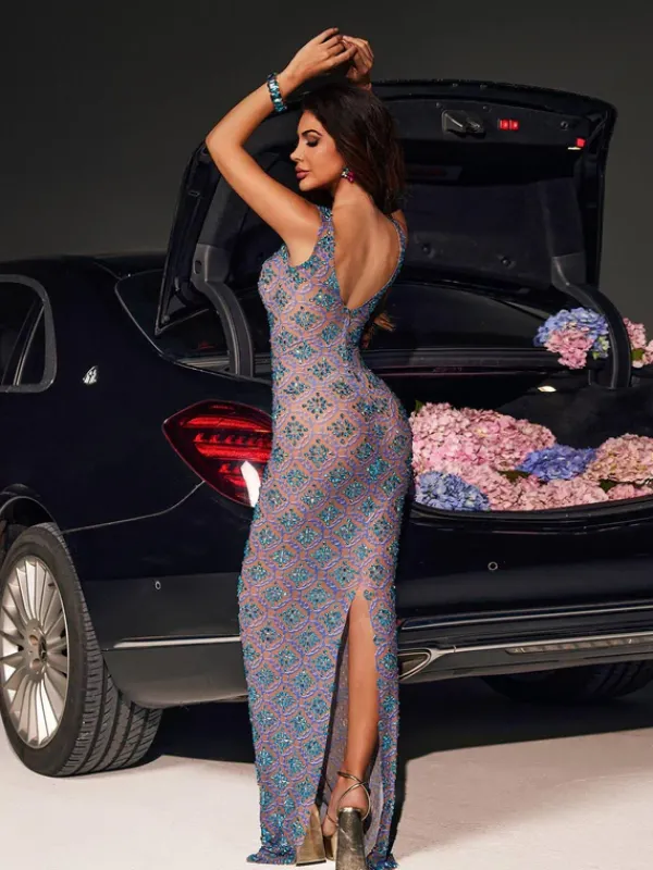 Embellishment|Dresses*Embellishment Fatima Printed Rhinestone Maxi Dress