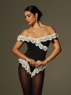 Bodysuits|Tops*Mew Mews Fashion Fenrir Off Shoulder Lace Bodysuit