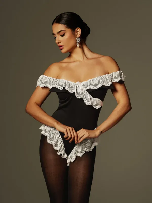 Bodysuits|Tops*Mew Mews Fashion Fenrir Off Shoulder Lace Bodysuit
