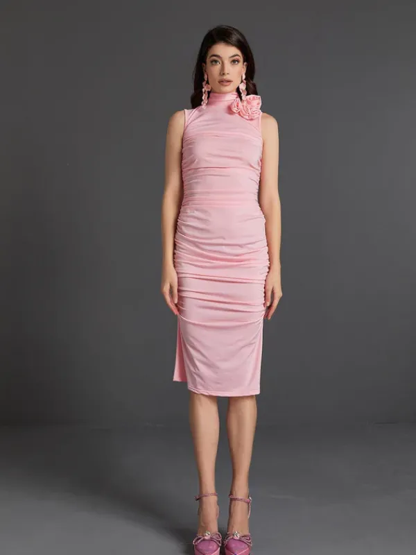 Dresses|Midi Dresses*Mew Mews Fashion Fionnuala Flower Ruched Midi Dress