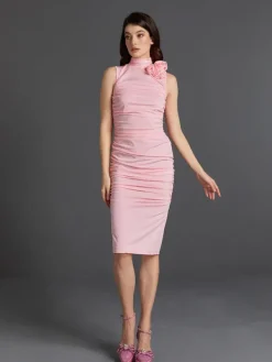 Dresses|Midi Dresses*Mew Mews Fashion Fionnuala Flower Ruched Midi Dress
