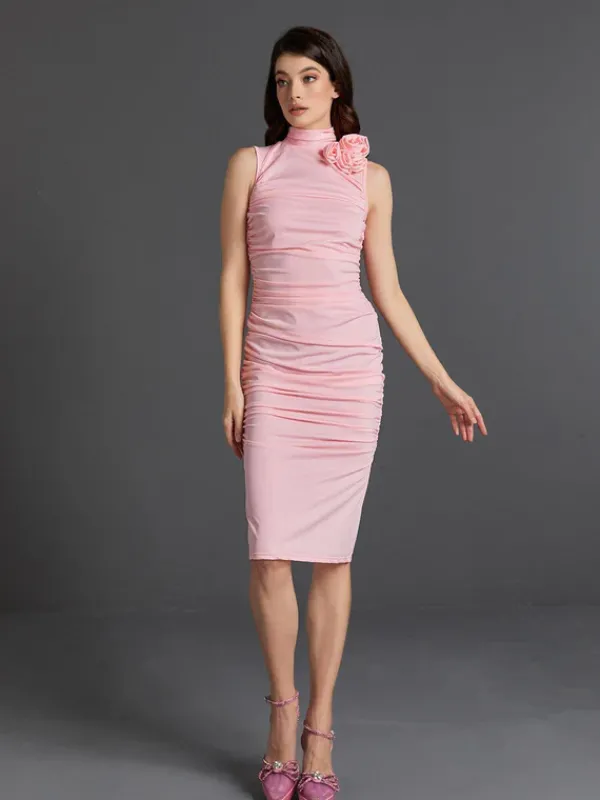 Dresses|Midi Dresses*Mew Mews Fashion Fionnuala Flower Ruched Midi Dress