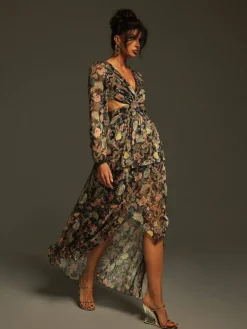 Dresses|Maxi Dresses*Mew Mews Fashion Flavio V Neck Printed Cutout Maxi Dress