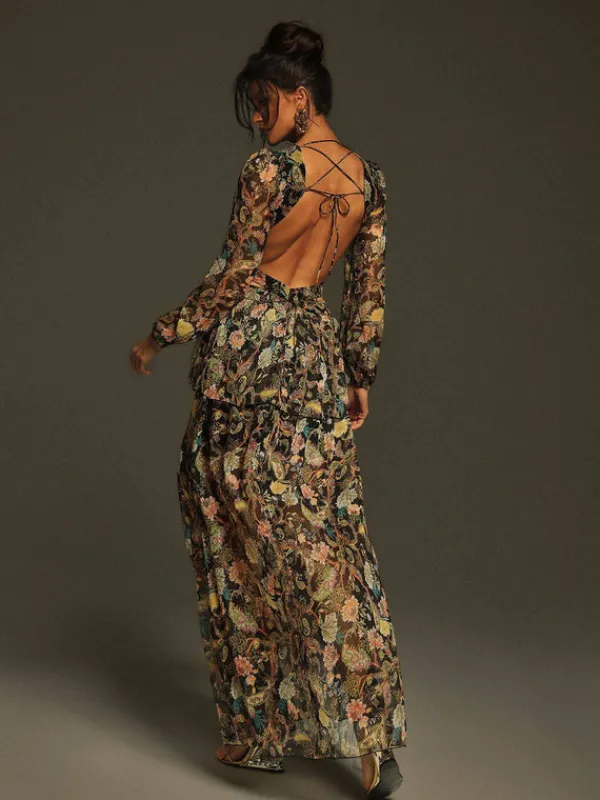 Dresses|Maxi Dresses*Mew Mews Fashion Flavio V Neck Printed Cutout Maxi Dress