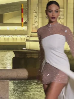 Embellishment|Dresses*Embellishment Foster Net Rhinestone Mesh Dress
