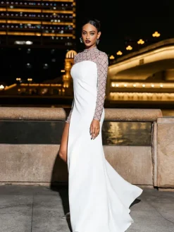 Embellishment|Dresses*Embellishment Foster Net Rhinestone Mesh Dress