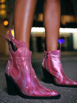 Shoes*Mew Mews Fashion Freidier Fire Crystal Boots