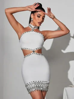 Dresses*Bandage Fritz Rhinestone Shell Mini Dress