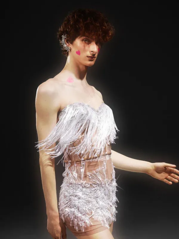 Embellishment|Dresses*Embellishment O/S Gadiel Strapless Sequin Corset Mesh Dress